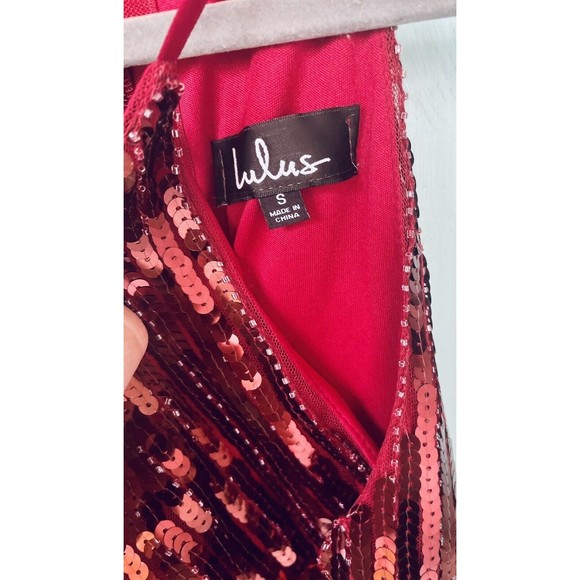 Ace Of Spades Wine Red Sequin Bodycon Dress By Lulu’s Size Small - Picture 5 of 11